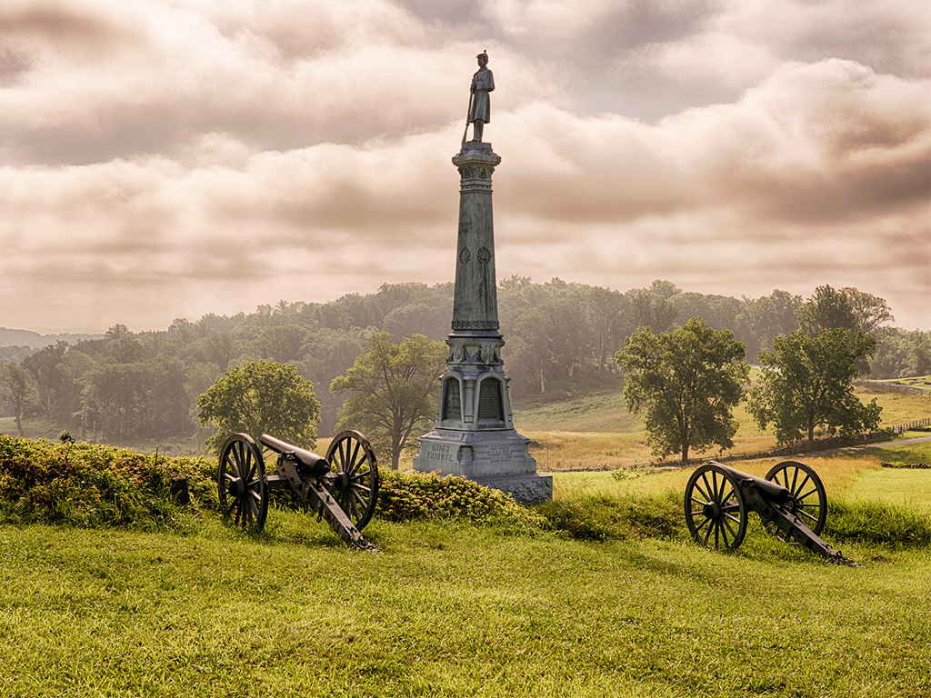 Ohio's Tribute monument to Carroll's Brigade on East Cemetery Hill, Gettysburg Battlefield