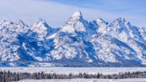 Snow covered Grand Tetons and Yellowstone National Park